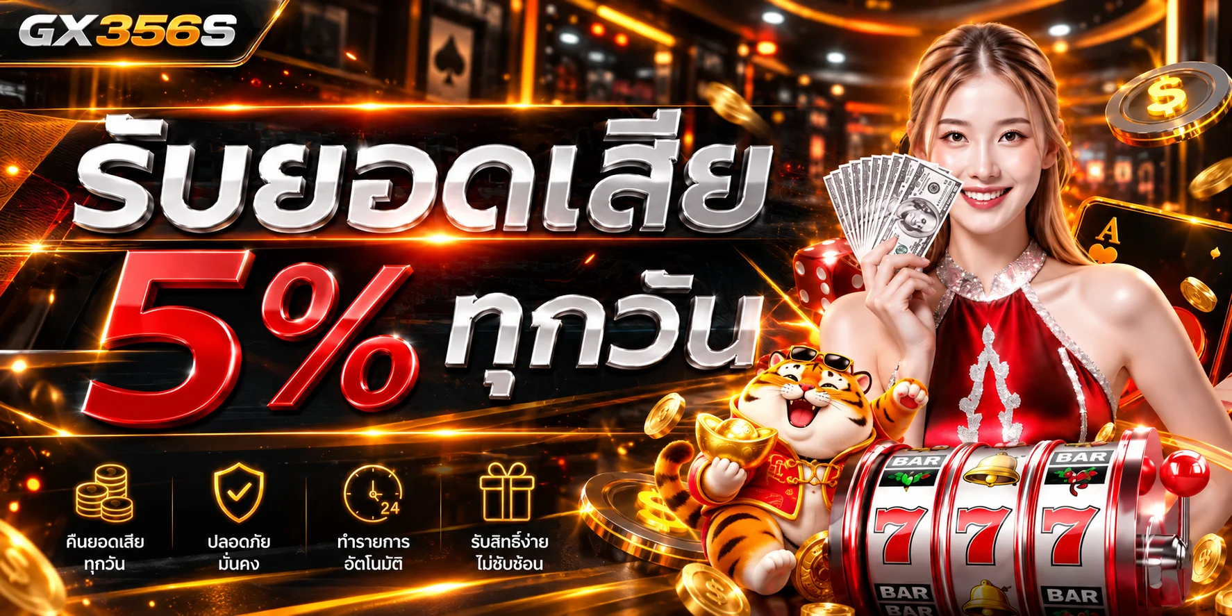แบนเนอร์ GX356S คืนยอดเสียพร้อมมาสคอตเสือสีทอง
